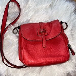 Tignangelo tangerine orange crossbody leather bag
